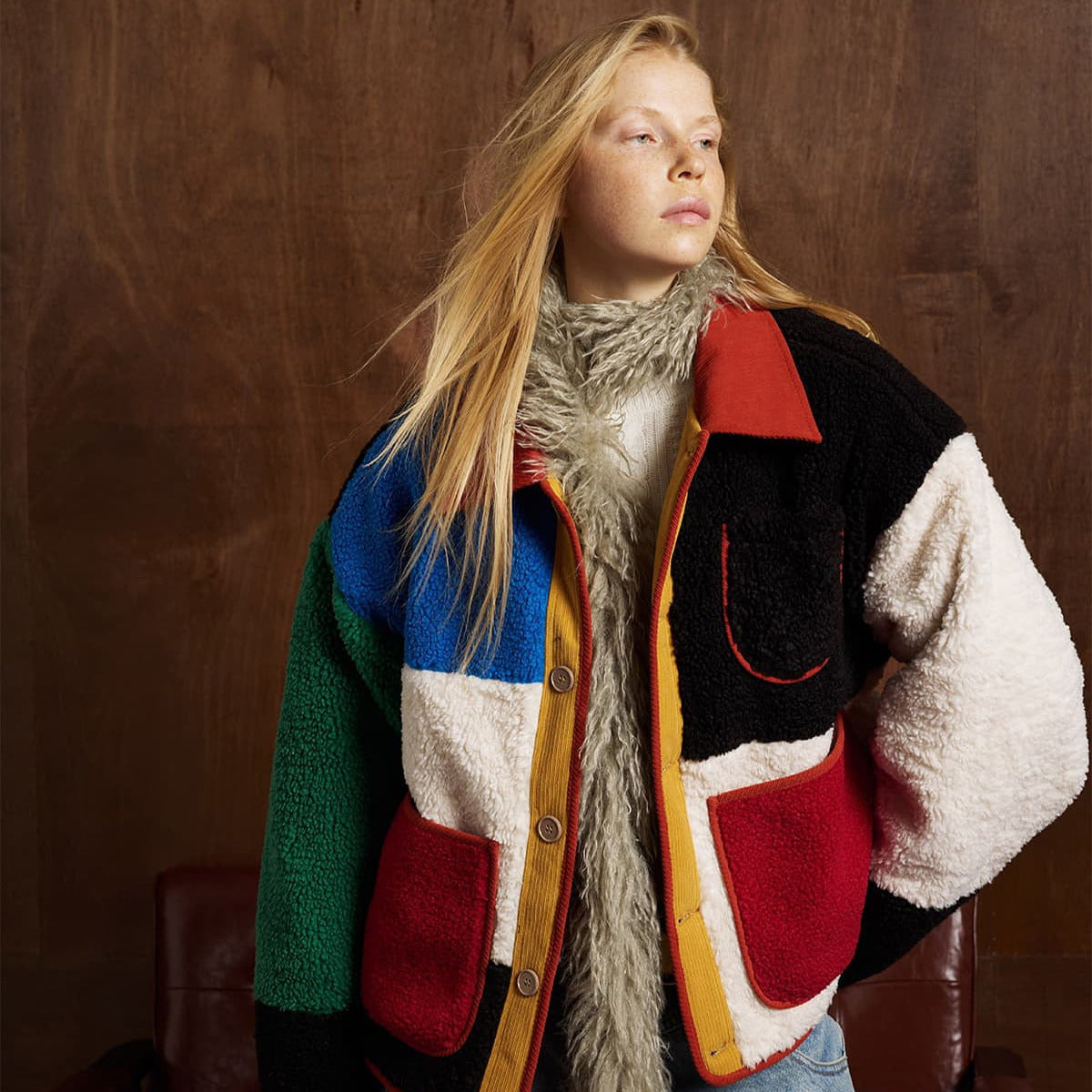 Vintage Lambswool Geometric Colorful Patchwork Jacket