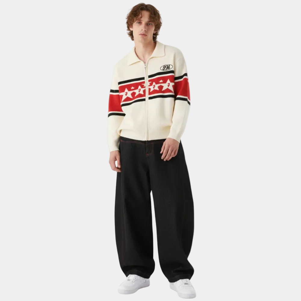 Street Culottes Red Stitching Barrel Jeans