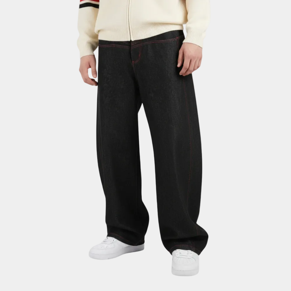 Street Culottes Red Stitching Barrel Jeans