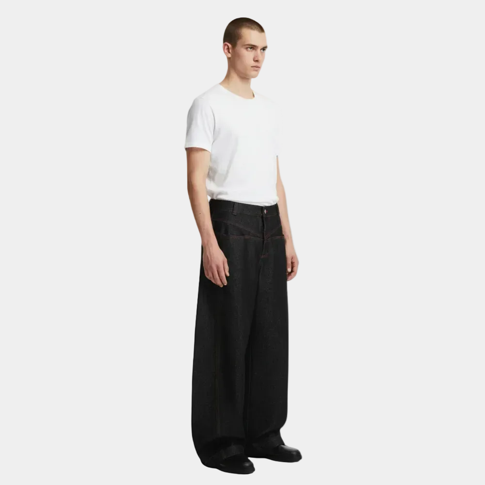 Street Culottes Red Stitching Barrel Jeans