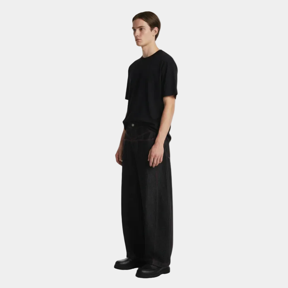 Street Culottes Red Stitching Barrel Jeans