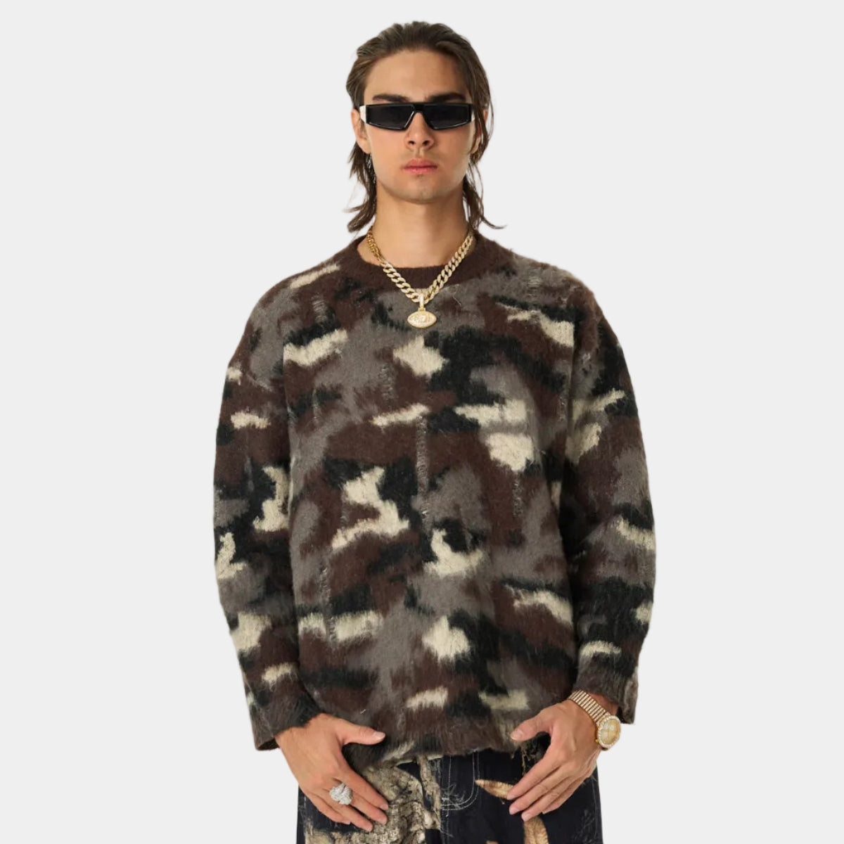 Street Camouflage Crew Neck Sweater