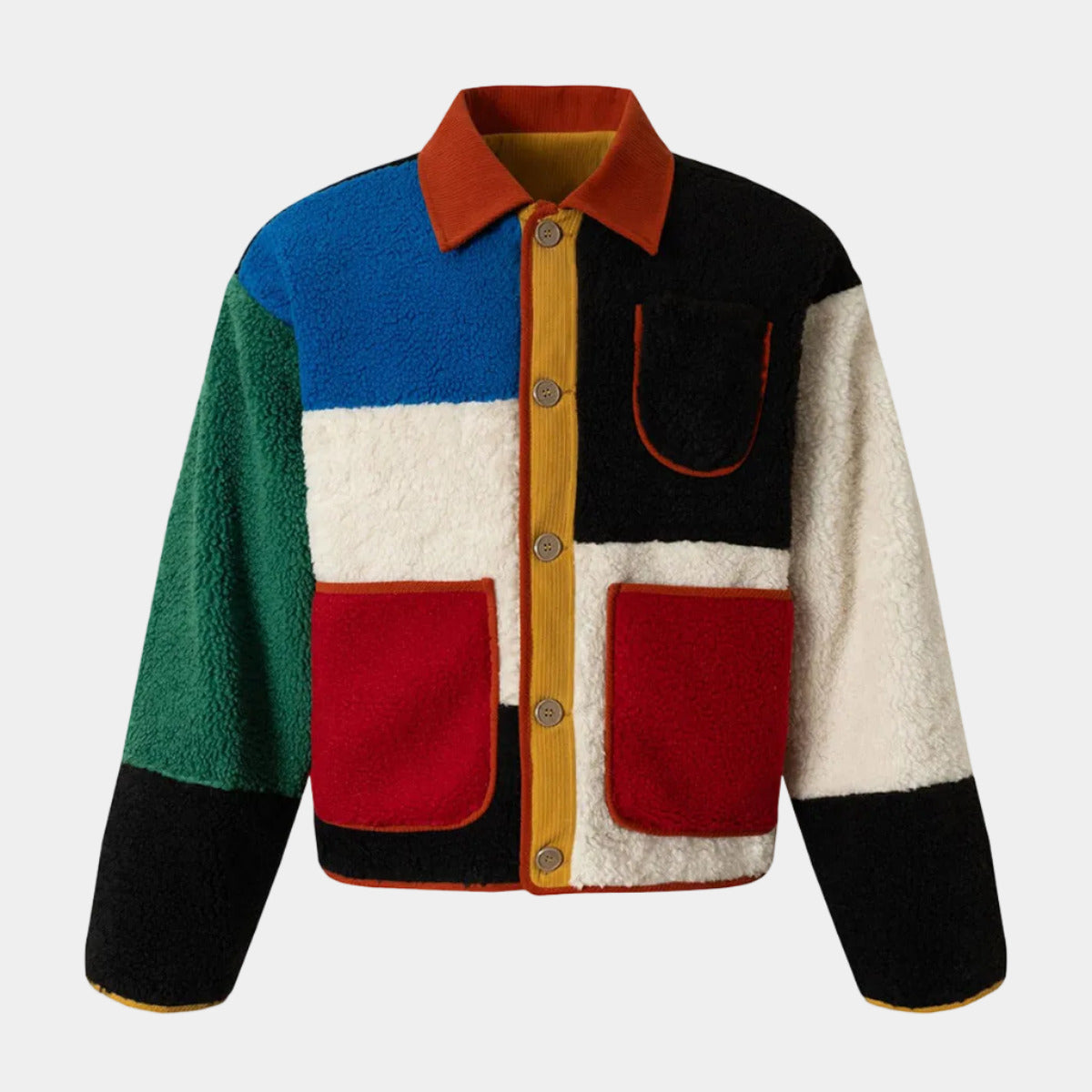Vintage Lambswool Geometric Colorful Patchwork Jacket
