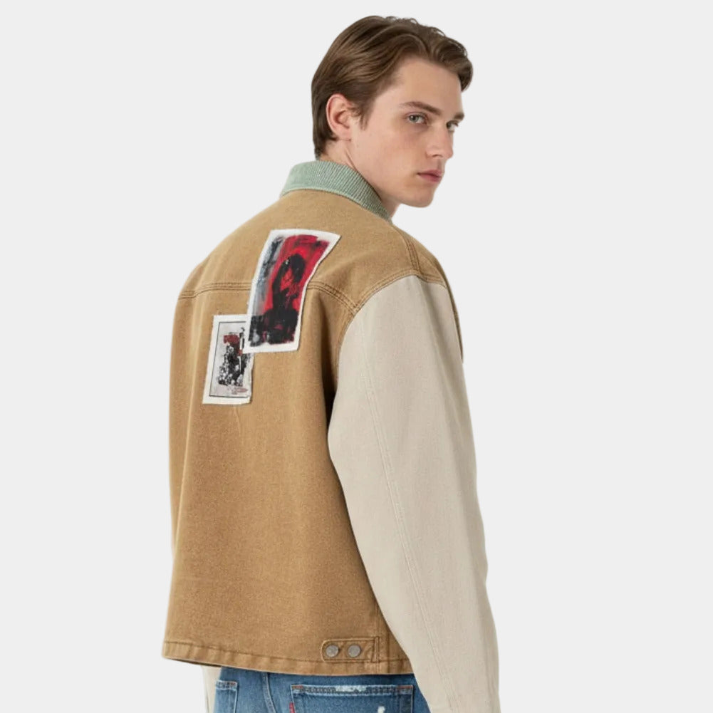 Punk Retro Collage Print Distressed Heavy Jacket - 2539