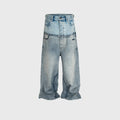 Cut-Up Washed Baggy Jeans