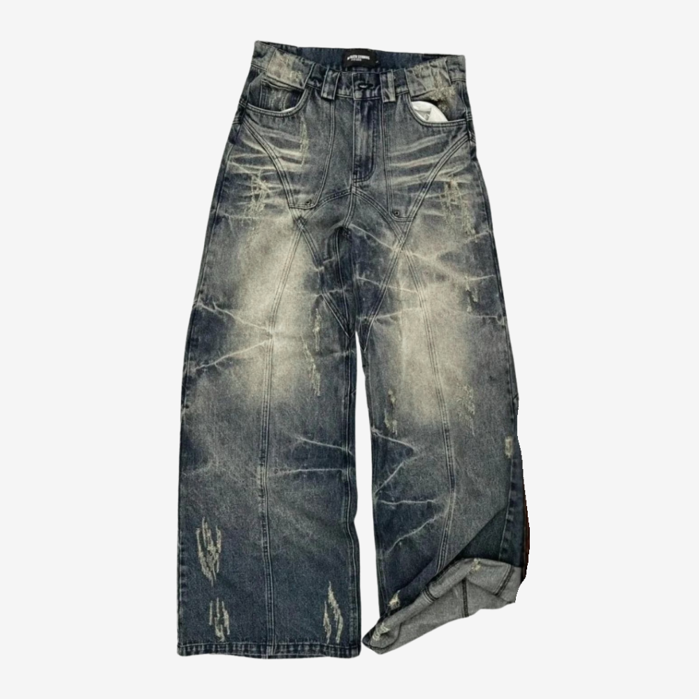 'Graphic Lining' Baggy Jeans