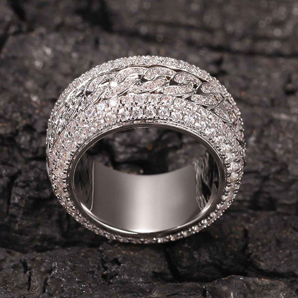 Thesupermade Full Diamond Spinnable Ring