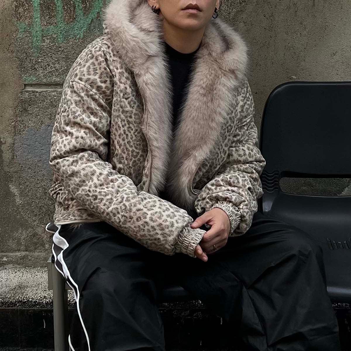 Cotton Cheetah Print Mink Fur Hooded Jacket - 2270