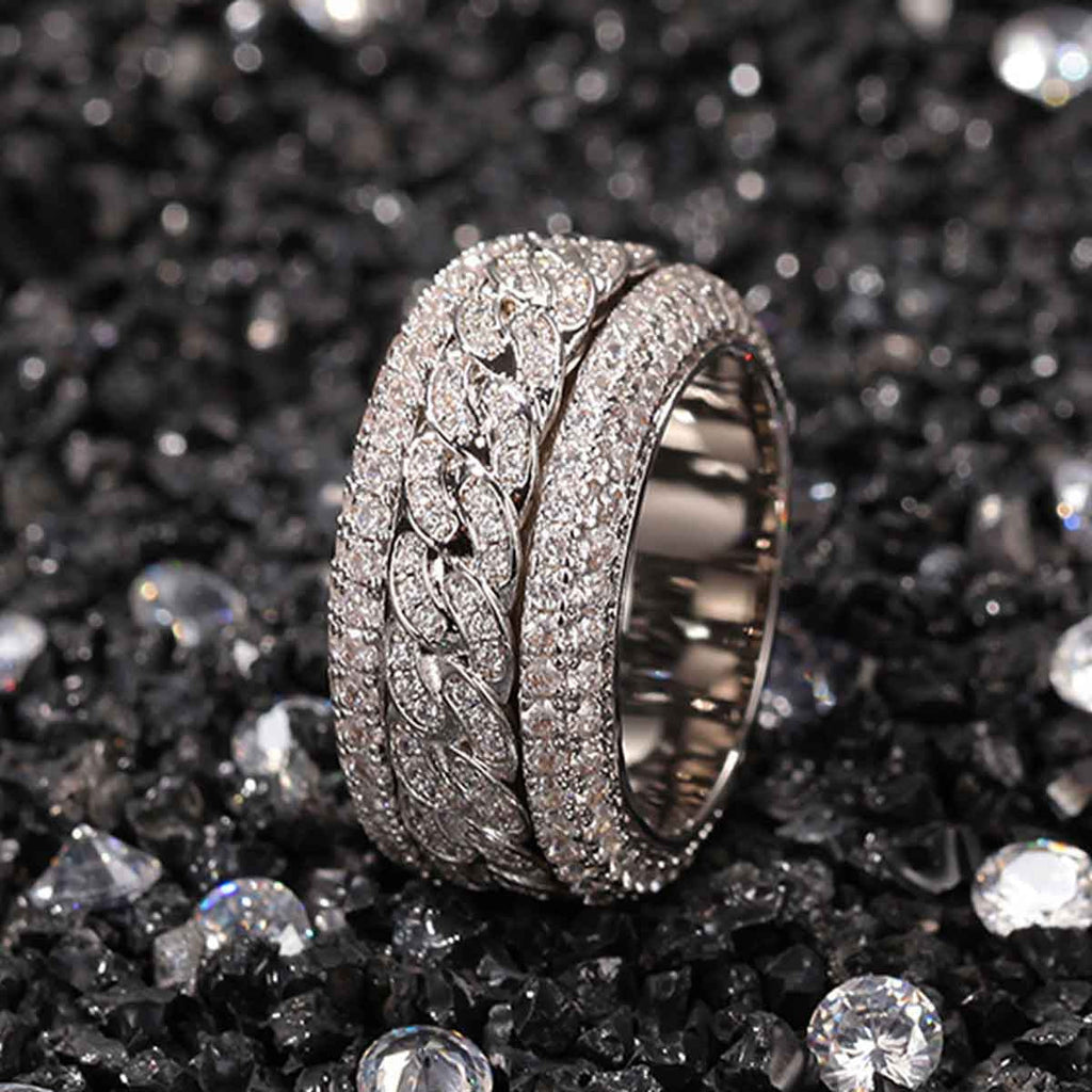Thesupermade Full Diamond Spinnable Ring